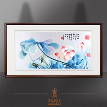 Ancient Wu Women Red Boutique Handmade Suzhou Embroidery Painting Su Embroidery Finished Product Hung Painting Living Room Xuanguan Chinese Decorative Painting Lotus Flower