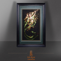 Ancient Wu woman red 1-4 silk embroidery painting Su embroidery finished product hanging painting Xuanguan Living room European style decoration painting Dunhuang Flying Heaven