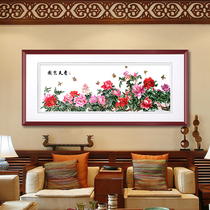 Pure handmade Su embroidery finished product hanging painting Suzhou embroidery painting Su embroidered living room Xuanguan New decoration painting Peony national color incense