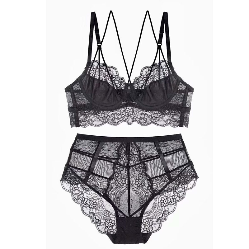 Ultra-thin bra sexy transparent beautiful back underwear women's big breasts show small steel ring thin straps 2021 net red hot style