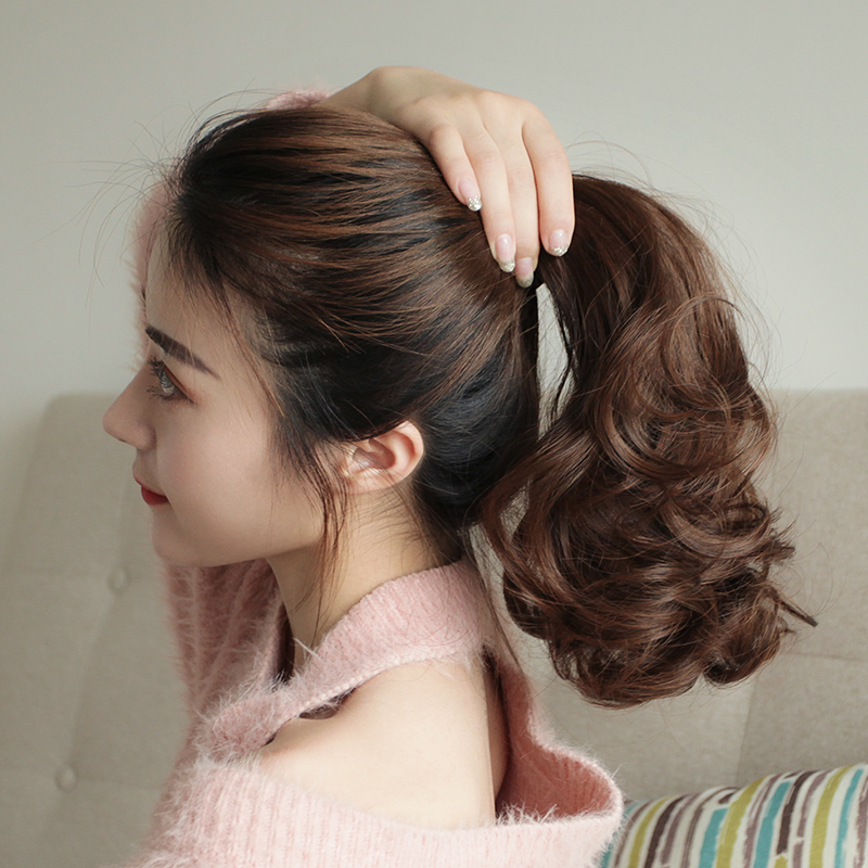 Female Ponytail Wig Female Clip Style Short Curly Hair Fake