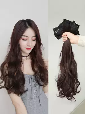 Combination of large wave long curl wig, long hair, no trace invisible replacement film, female wig, straight hair, small hair film