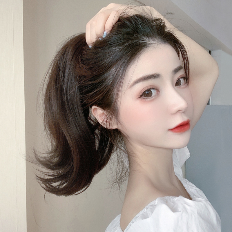 Strap-type micro-roll short ponytail Wig female net red grab clip imitation hair wig piece can tie fake ponytail naturally