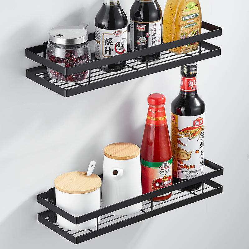 Kitchen rack seasoning can rack free punching wall-mounted seasoning supplies shelf household oil salt sauce vinegar storage shelf
