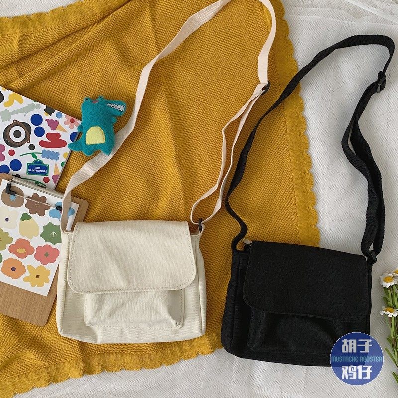 South Korea Ins retro brief Little Fresher Canvas Bag of Women's Day Department Original Cebu Soft Girl with Teenage Girl Slanted Satchel