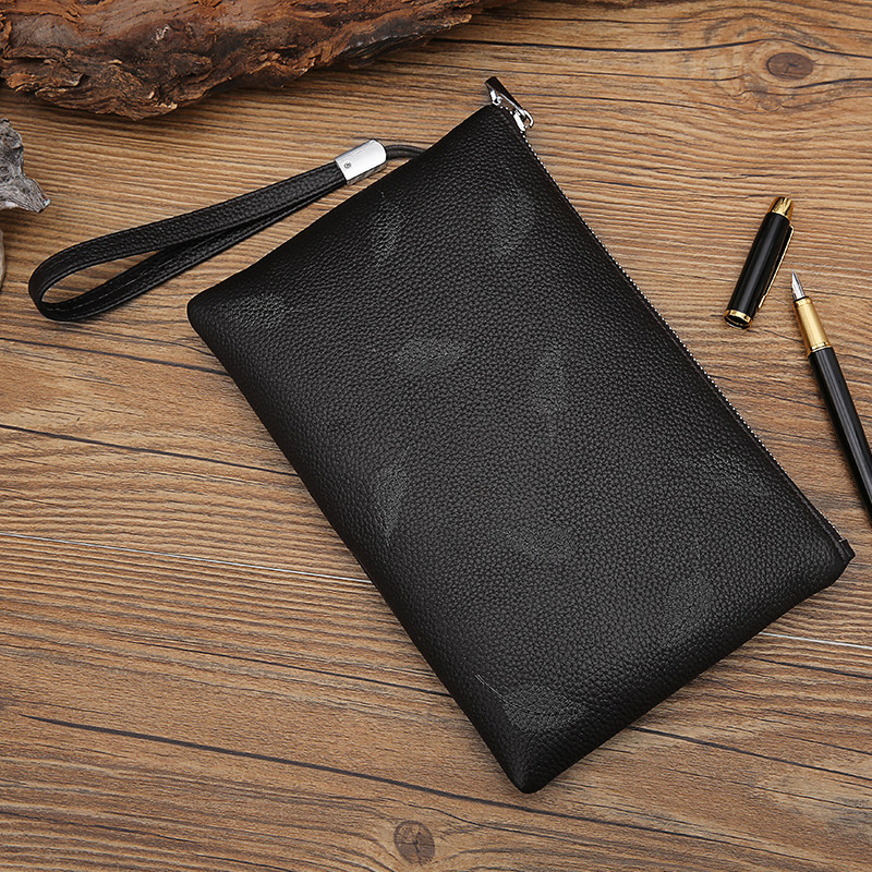 2022 new men's handbag leather personality clutch bag men's tide envelope bag men's hand clip bag wallet