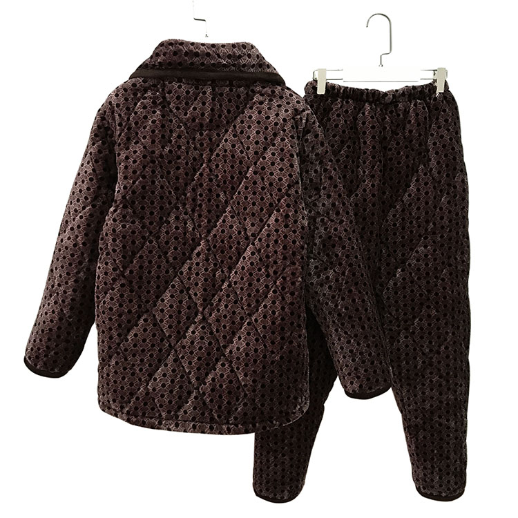 Mùa đông bà già đồ ngủ dày áo khoác cotton ấm áp ông bà già mẹ flannel dịch vụ nhà bộ mặc nhà đẹp