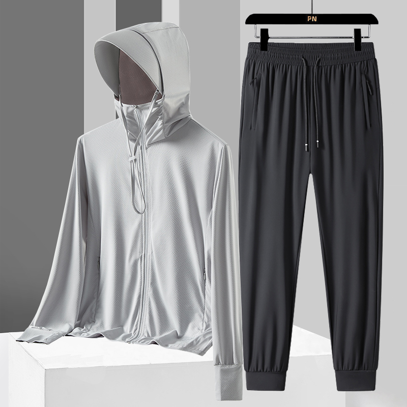 Ice Silk Sports Suit for Men, Summer 2026 New Style, Outdoor Travel, Hiking, Cycling, Work, Fishing, Sun Protection Clothing