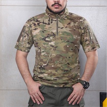 Chiefs fan MC Scorpion camouflage short-sleeved T-shirt tactical shirt outdoor real CS lapel zipper quick-drying breathable summer