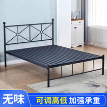 Iron double bed European style 1 8 modern simple Princess female iron bed black iron frame bed rental room 1 5 m bed board