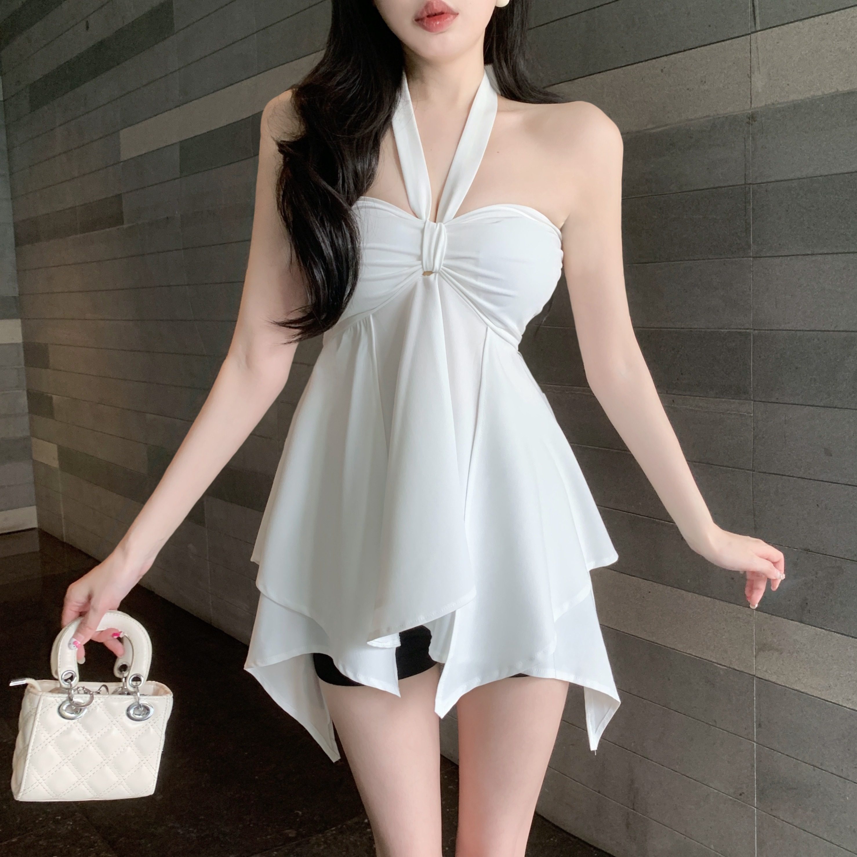 sachin and babi light blue dress Korean-inspired, effortlessly sexy, backless bandeau dress. the  asymmetrical design will make you the center of