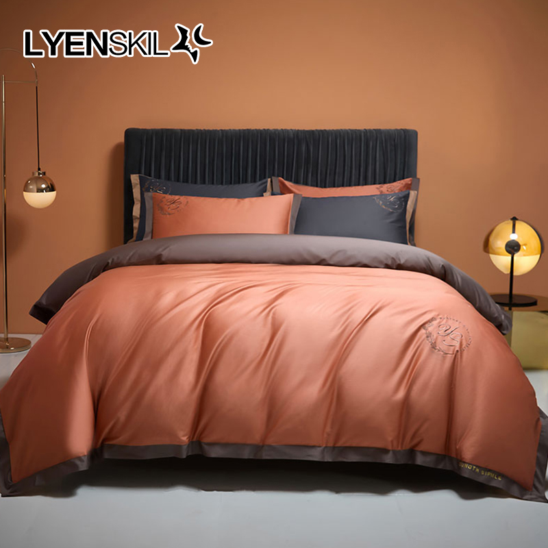 Luxurious upscale 100 long suede cotton four pieces full cotton pure cotton linen quilt cover Three sets of hotel bed bedding 4