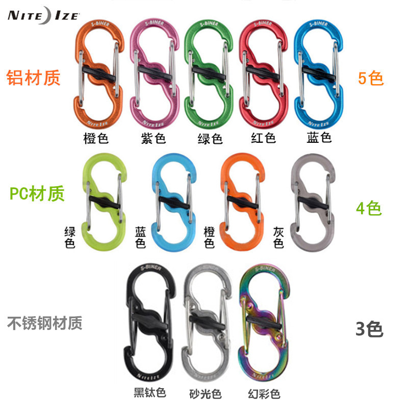 United States NiteIze nai Love half Number of transparent plastic aluminium stainless steel with lock 8 word button adjustment hanging buckle key button