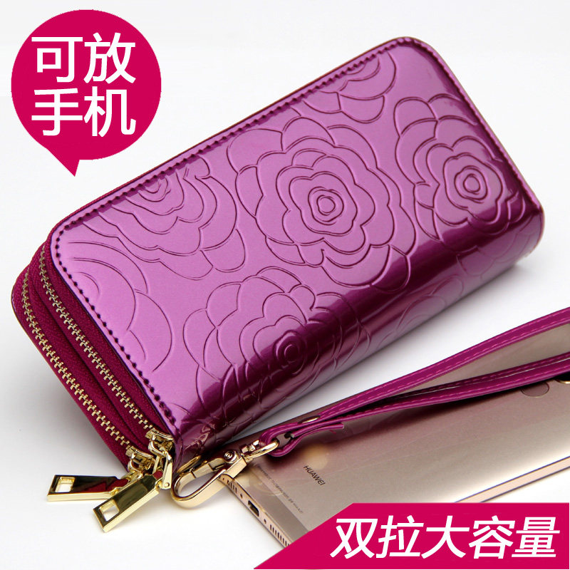 Wallet women's long version zipper large-capacity bill clip cowhide handbag women's wallet multi-function mobile phone bag leather tide