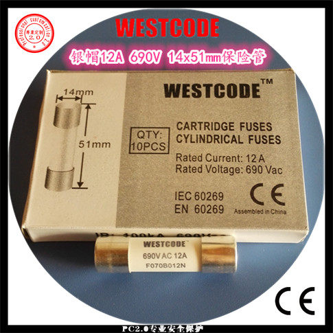Silver cap high-quality fuse tube 12A 690V 14x51 mm fuse