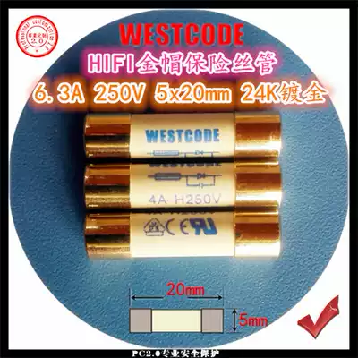 WESTCODE 6 3A 250V 5x20 HIFI gold cap silver silk CD bile machine power amplifier fuse tube