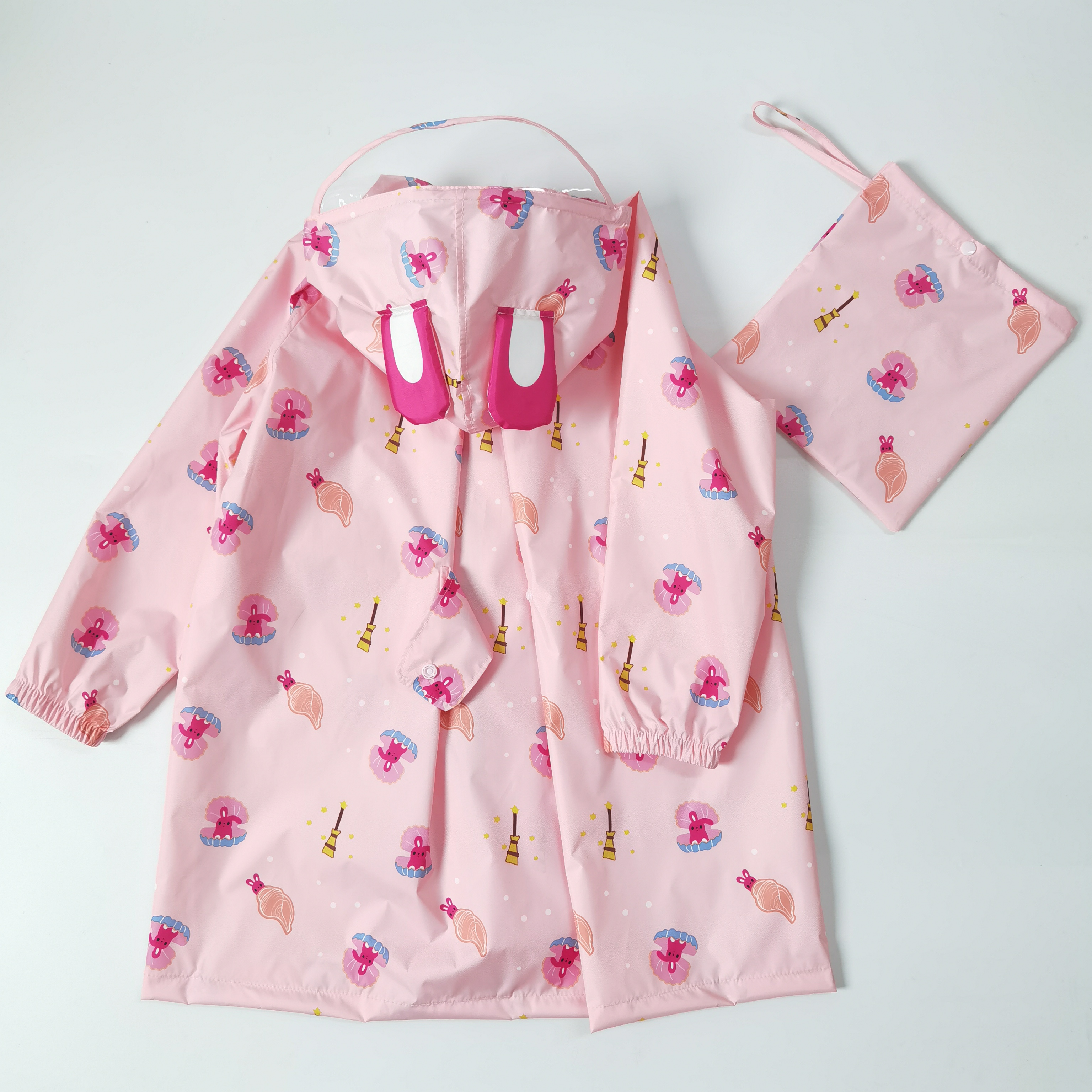 The new cartoon light and quick-drying breathable male and female elementary school students kindergarten baby waterproof raincoat school bag poncho