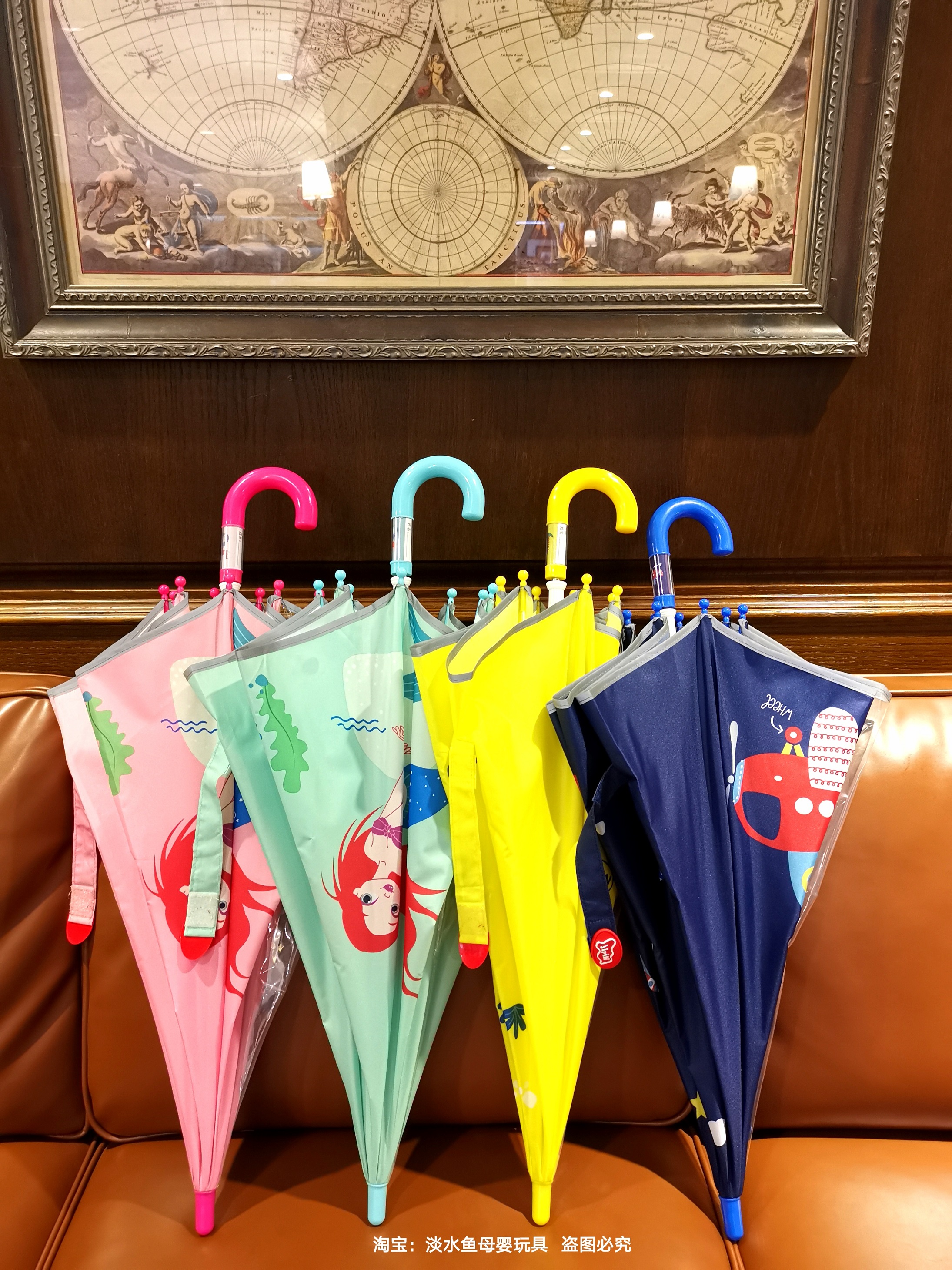 Simple small window cartoon medium and big children's long handle umbrella manual kindergarten students light and cute safe umbrella - Taobao