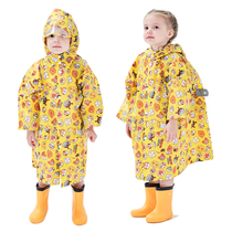 Japans light and thin childrens raincoat boys and girls students kindergarten baby long section with schoolbag zipper cap brim poncho