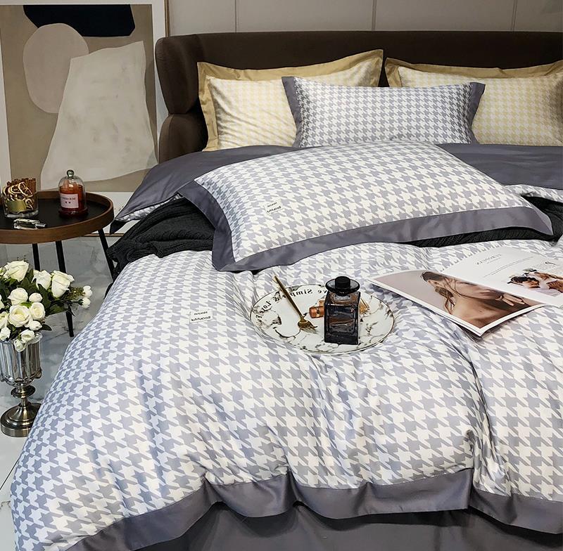 Nordic light luxurious wind four pieces of pure cotton 80 All cotton long suede cotton nude sleeping upmarket 1 8m bed Gasawara Bed bedding