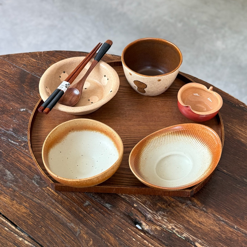Cute and Fun Boss Lady from Man Life, Caramel-Colored Cartoon Mushroom Cute Single-Serving Tableware Set for Home Use Cute and Fun Boss Lady from Man Life, Caramel-Colored Cartoon Mushroom Cute Single-Serving Tableware Set for Home Use