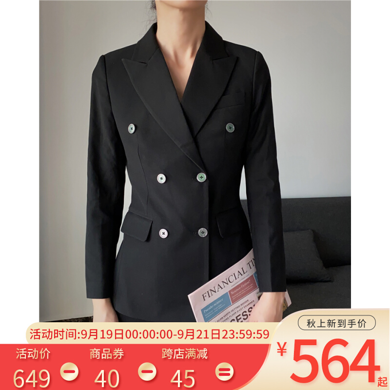 Explosive slim double-breasted slim black suit suit female vest three-piece set high-end professional temperament spring and autumn new