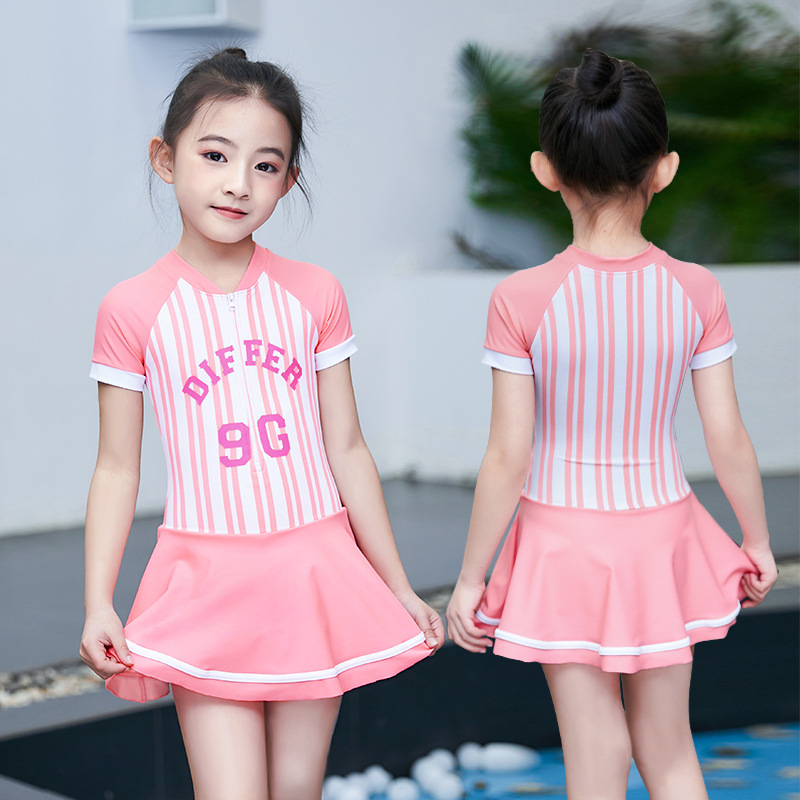 Korean children's swimsuit girls one-piece dress small, middle and big children cute princess baby girl sunscreen swimming equipment