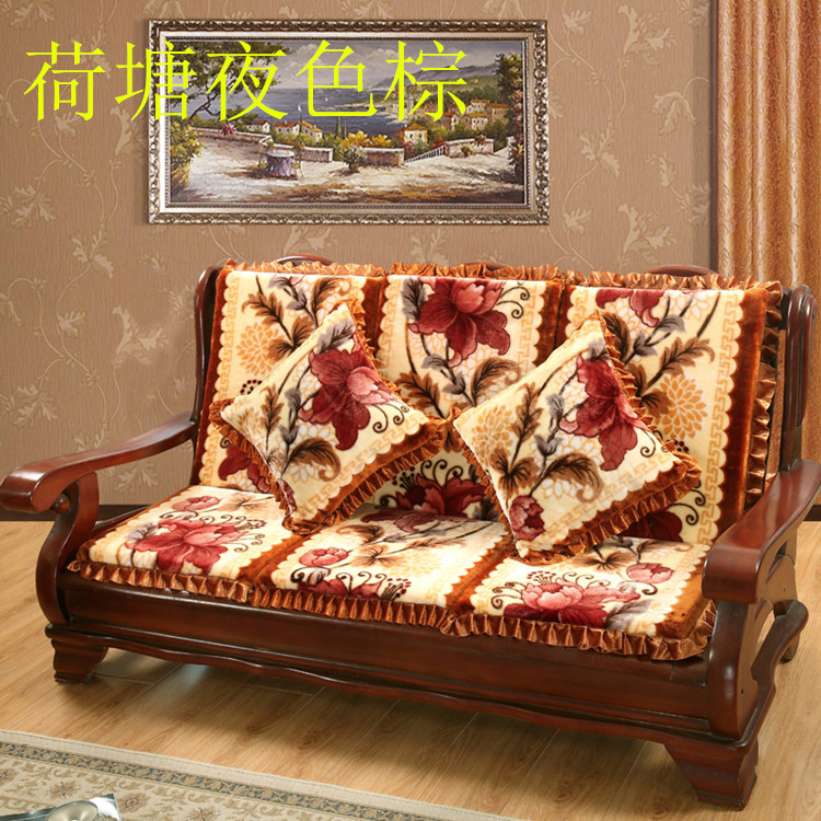 Đệm sofa gỗ rắn với tựa lưng mùa đông dày màu đỏ sofa gỗ đệm chống trượt liên bang đệm mùa xuân và mùa thu đệm thảm trải ghế sa lông