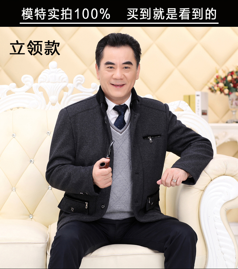 2019 cha mới xuân 40-50 tuổi áo khoác nam trung niên 60 trung niên cộng với áo khoác nhung dày nam - Mùa xuân áo sơ mi nữ trắng
