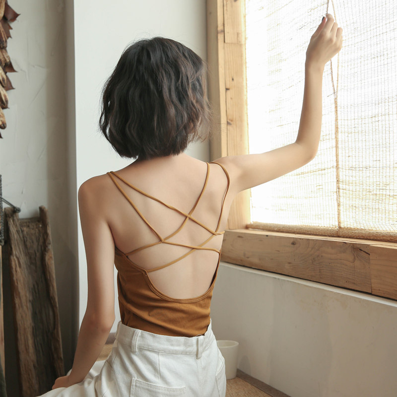 Sexy cross harnesses beauty back vest lingerie women with chest pads one-piece bra long version of the bottom outer wear