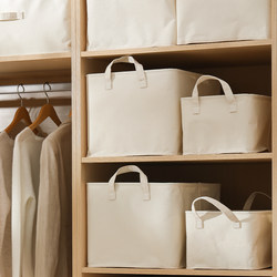 Pure Cotton Canvas Storage Basket Wardrobe Clothes Storage Box Foldableing Sundries Snack Storage Box Storage Box Cotton and Linen Fabric