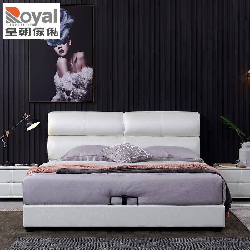 Royal Furniture Leather soft bed High box storage 1 5m1 8m Master bedroom double bed Wedding bed QHCA123