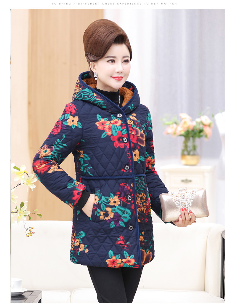 Áo khoác mùa đông cho phụ nữ trung niên và cao tuổi, quần áo gia đình, đồ ngủ và áo khoác cotton dày nhung, sữa, sữa, áo dài cho mẹ áo kiểu trung niên 2020