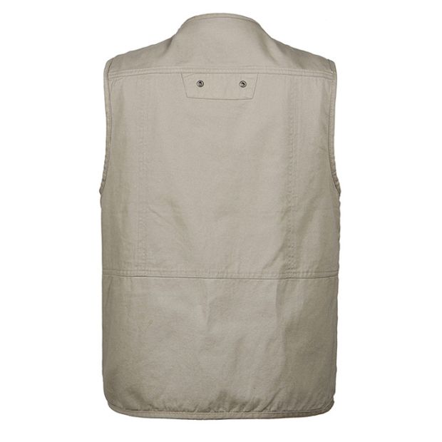 Áo vest nam trung niên mùa xuân và mùa thu mẫu cotton nhiều túi vest ngoài trời câu cá phóng viên chụp ảnh áo vest cổ chữ V áo ba lỗ trắng