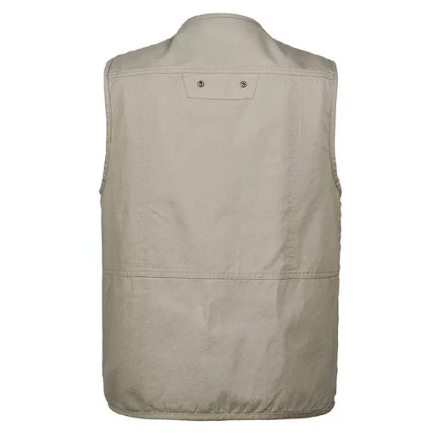 Áo vest nam trung niên mùa xuân và mùa thu mẫu cotton nhiều túi vest ngoài trời câu cá phóng viên chụp ảnh áo vest cổ chữ V áo chi lê