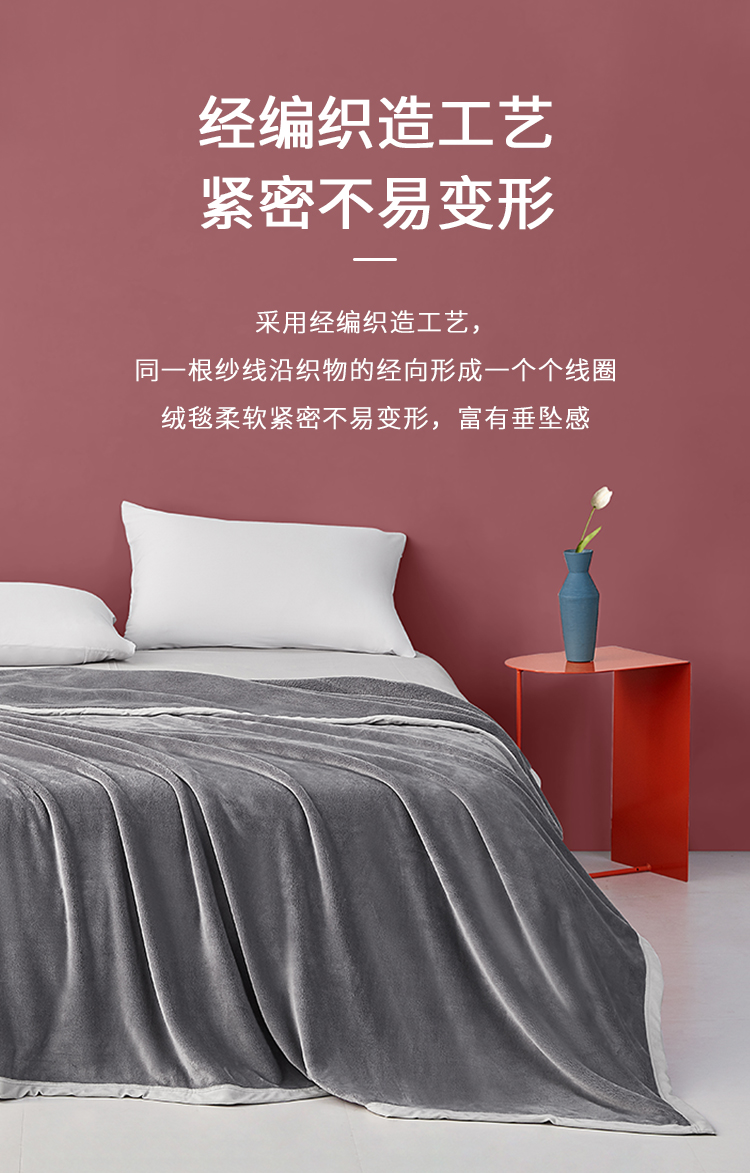 A类标准  DAPU 大朴 可机洗加厚双面云貂绒毛毯 150*200cm 图5
