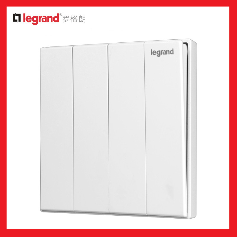 TCL Legrand Yijing series switch socket pure white panel concealed 4-bit four-open double-link double-cut switch 86 type
