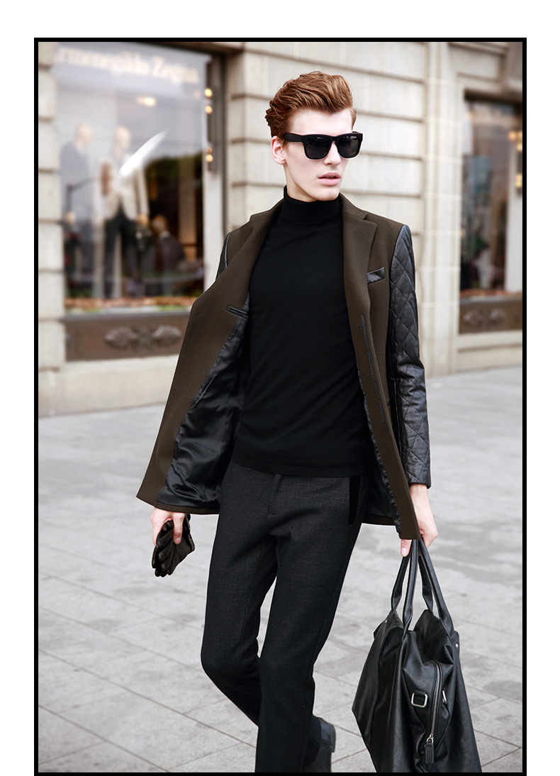 PRASE Áo len nam cho nam Áo len cao cổ thoải mái áo hoodie nam form rộng