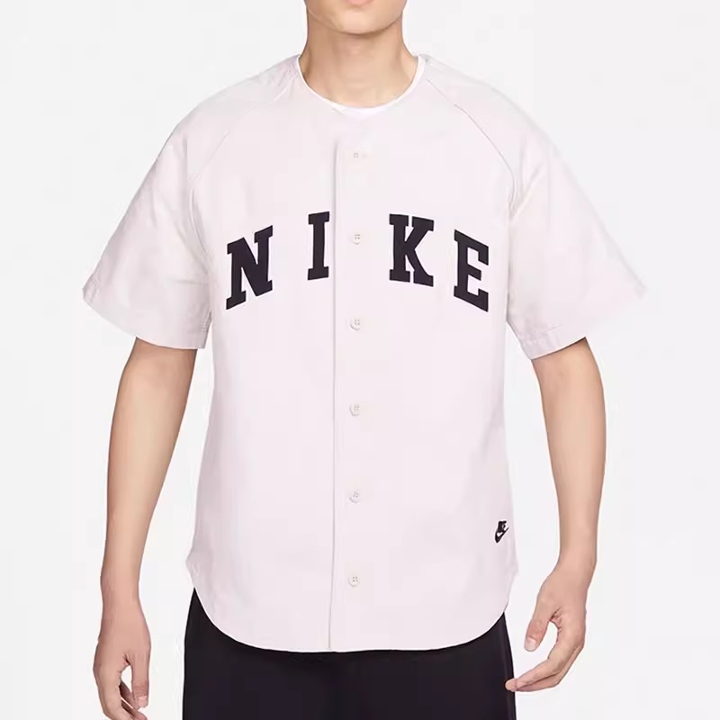 Nike Men's Short-Sleeve Shirt T-Shirt Button-Down Jersey Large Logo Baseball Uniform Trendy Fq7001-104