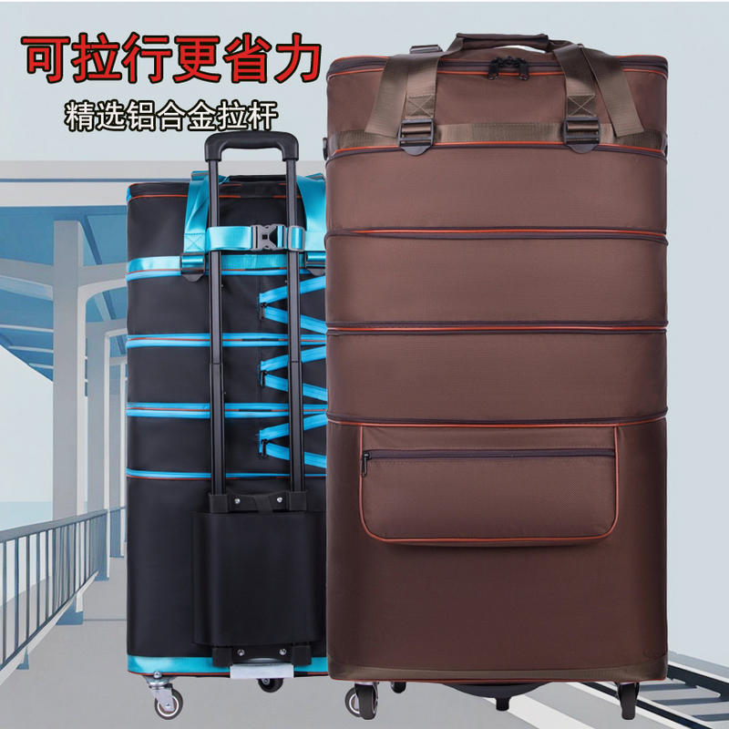 158-Inch Trolley Luggage with Universal Wheels, Suitable for Air Travel, Study Abroad, and Moving, Thickened Large-Capacity Travel Bag
