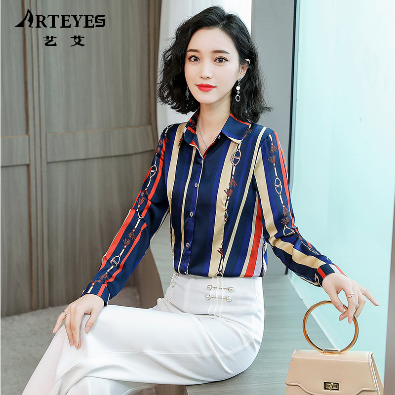 2021 European goods shirt female mother spring new mulberry silk silk shirt top long sleeve high-end Foreign fashion