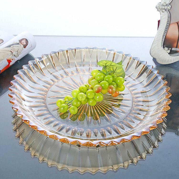 Brief Modern Creative Eurostyle Wind Transparent Crystal Glass Large Fruit Pan Dried Fruit Nut Snacks Candy Intake Pan
