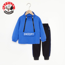 Snoopy baby sweater casual suit boys and girls two-piece tide childrens spring and autumn sportswear clearance