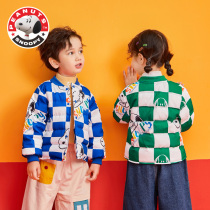 Snoopy down jacket boys and girls baby wash-free liner middle and small childrens winter clothing white duck down off-season clearance