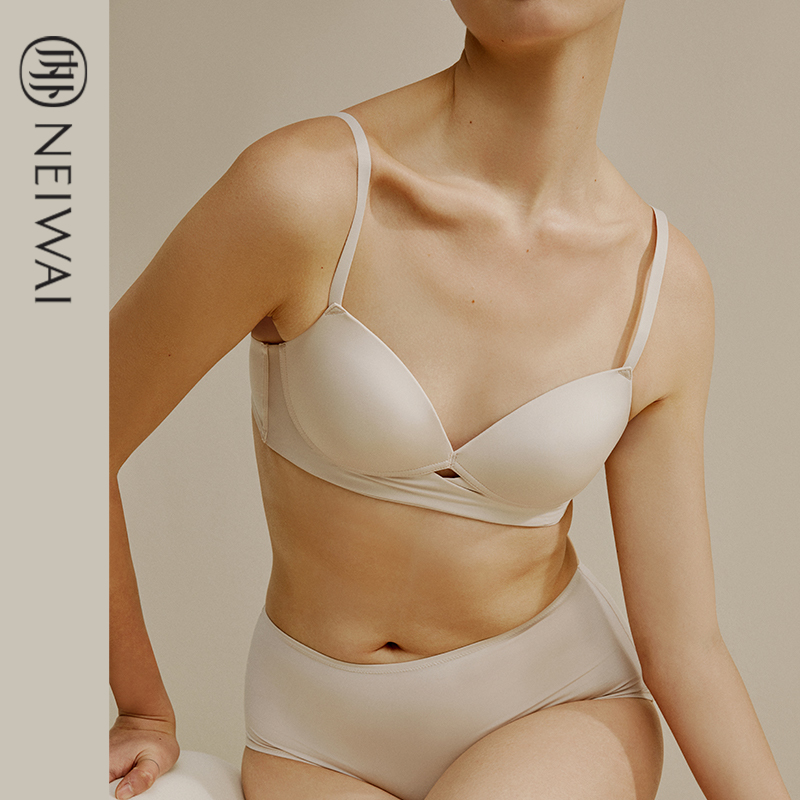 NEIWAI inner and outer mold cup lower cross bra women's thin large chest showing small thin shoulder strap underwear