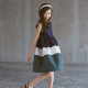 2022 Korean version of the girl's sleeveless dress in the big boy's western style three-color stitching vest skirt cotton loose princess skirt