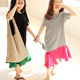 Summer girl's parent-child skirt mother-daughter dress contrast color stitching fashion casual short-sleeved skirt loose long skirt