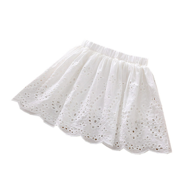 Girls Lace Skirts Summer 2022 Children's Western Style All-match Cotton Princess Short Skirts White Bottoming Skirts