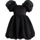 2022 summer girl puff sleeve princess skirt little girl sweet mesh dress solid color dress skirt for big children