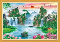 Feng Shui Painting Waterfall Landscape Landscape Painting Living Room Home Wall Painting Year Painting Decoration Painting Poly Water Rich and Property Painting Two